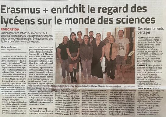Article Midi Libre 2025 sur le projet Short mobility financé par Erasmus +  